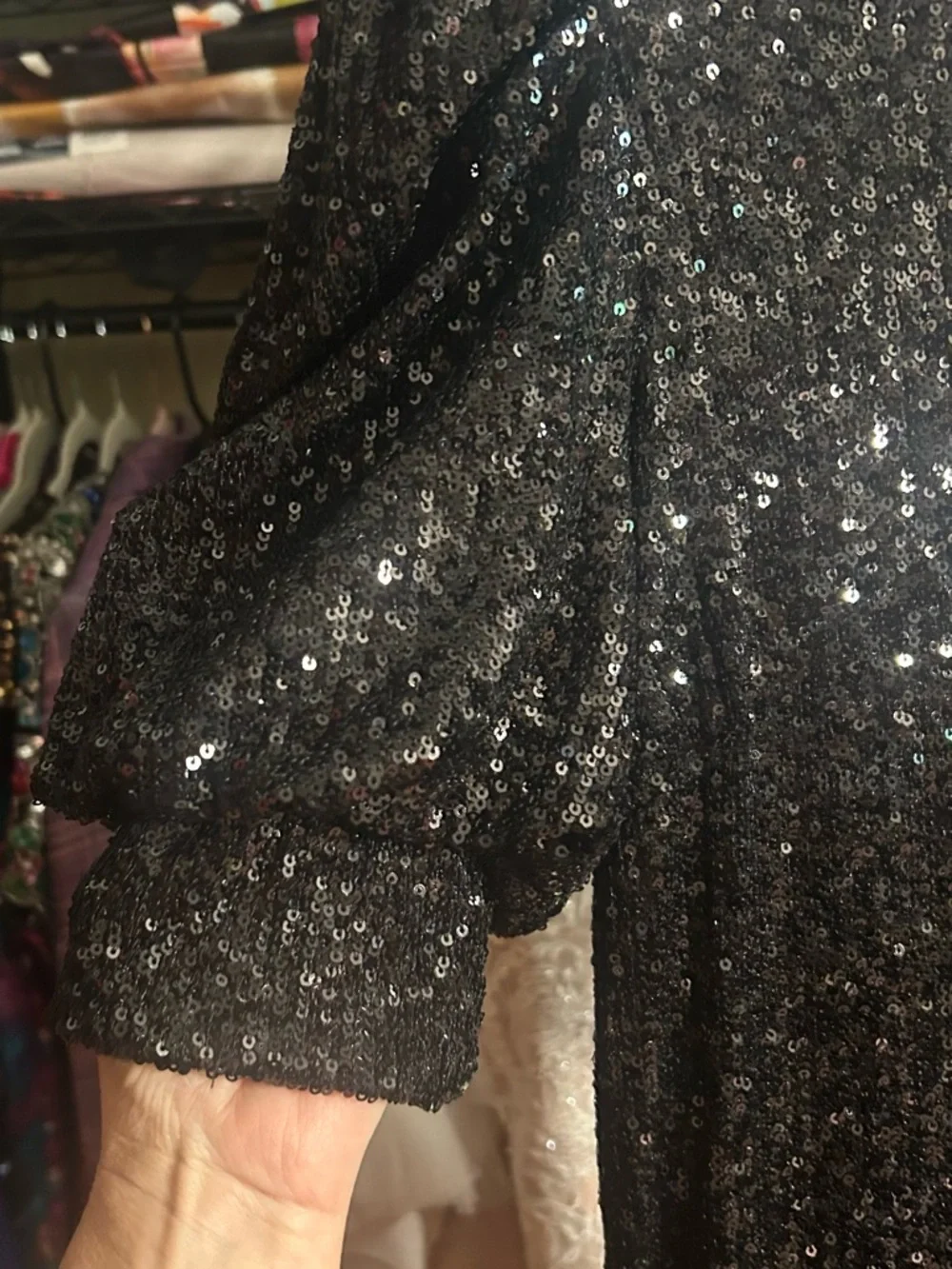 Joie‎ Black Sequin Mini Dress Puff Sleeve Party Cocktail NWOT
